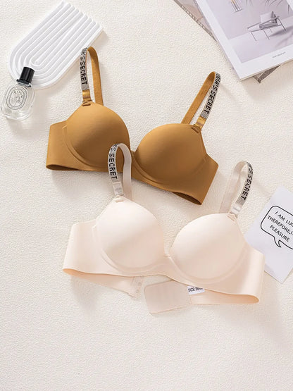 Wireless Letter Strap Bra Women's Summer Thin Comfortable Small Chest Gathered Look Big Sexy Anti-Sagging Exposed Bra