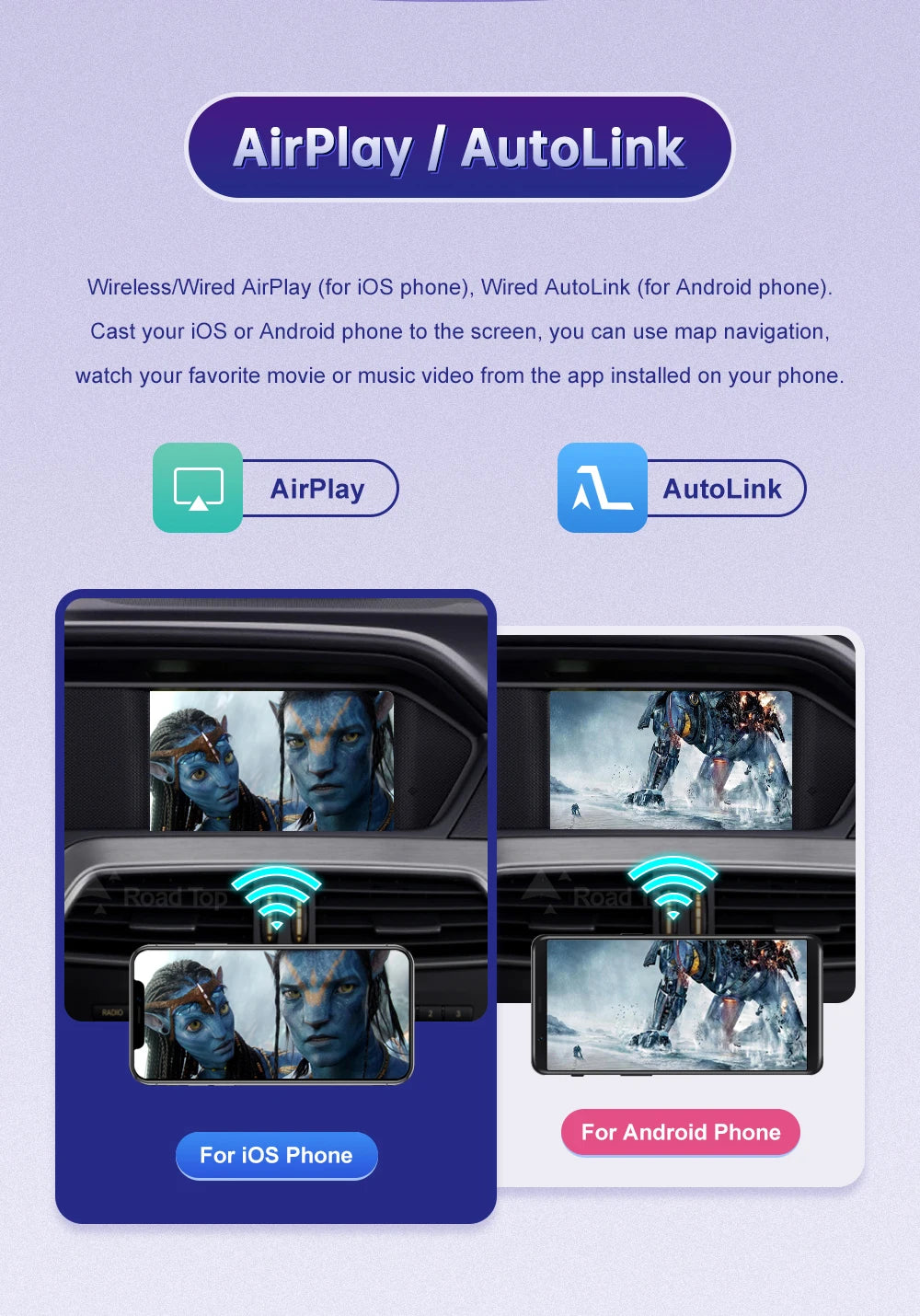 Road Top Wireless CarPlay for Mercedes Benz C Class W204 NTG4.5/4.7 2011-2014 Android Auto Mirror Link AirPlay Car Play