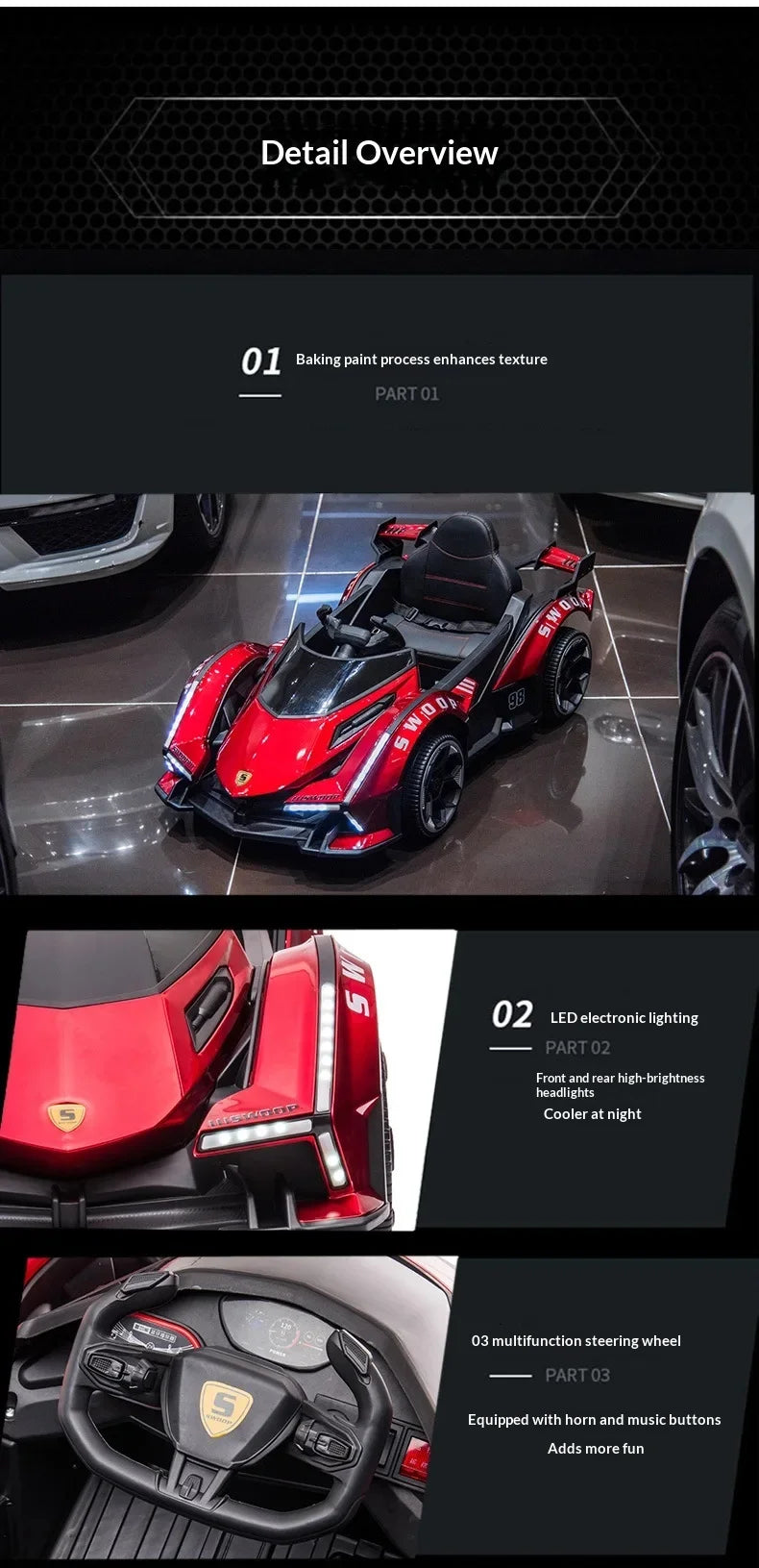 1-5-Year-Old Rechargable Children's Electric Toy Four-Wheel Remote Control Ride On Car For Boys And Girls