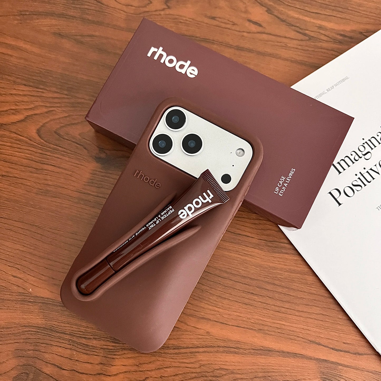 With Lip Gloss Phone Case for iPhone 17  Pro Max Plus Lipstick Silicone Lemontini Gray Ribbon Box Cover