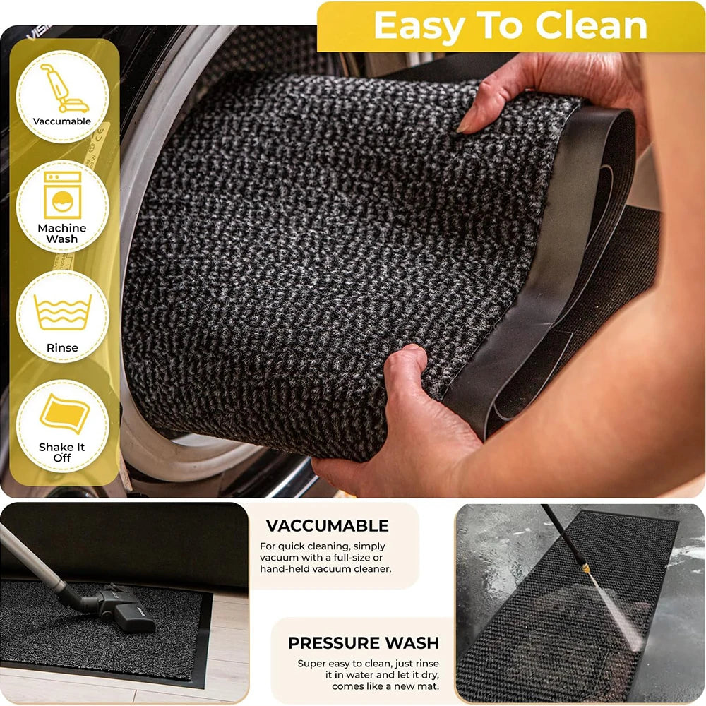 Washable Door Mats Indoor & Outdoor - Non-Slippery Heavy Duty - Stylish & Large Rubber - Perfect Dust Grabbing Doormats