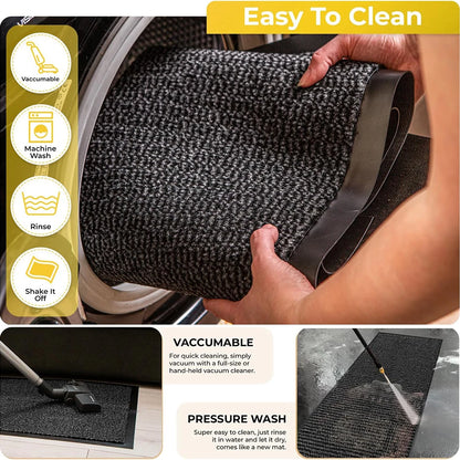 Washable Door Mats Indoor & Outdoor - Non-Slippery Heavy Duty - Stylish & Large Rubber - Perfect Dust Grabbing Doormats