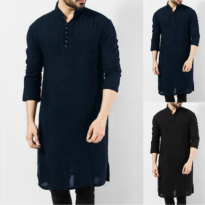 Mens Indian Traditional Kurta Shirt Long Sleeve Ethnic Kaftan Shirt Blouse Tunic Shirts