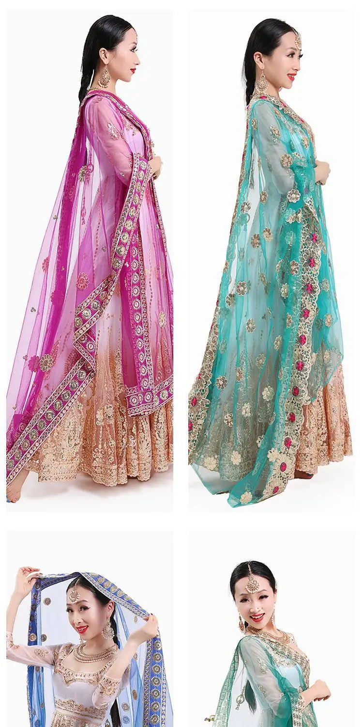 2025 indian traditional sari gauze embroidery exotic style women veil ethnic elegant long shawl women elegant indian shawl s590
