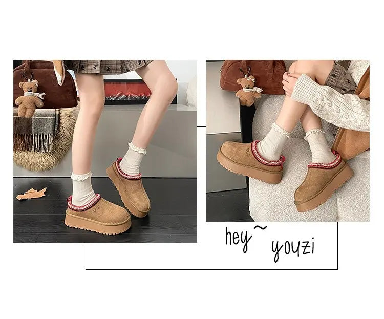 Women's Thi Bot Slip-On Slippers Fce Lined Easy Wear Lazy oes Anti-Slip Comfortable Footwear Faionable Winter Sli...