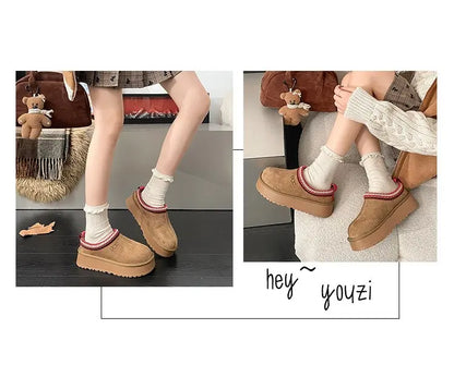 Women's Thi Bot Slip-On Slippers Fce Lined Easy Wear Lazy oes Anti-Slip Comfortable Footwear Faionable Winter Sli...