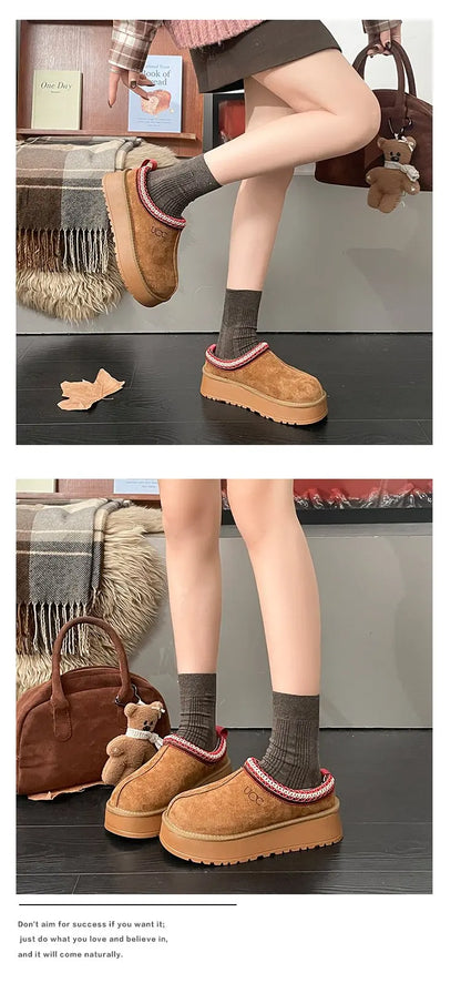 Women's Thi Bot Slip-On Slippers Fce Lined Easy Wear Lazy oes Anti-Slip Comfortable Footwear Faionable Winter Sli...