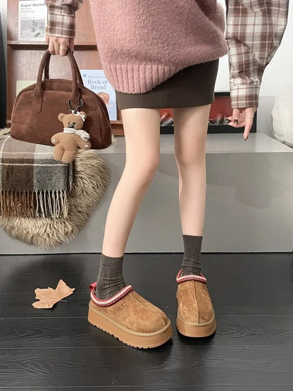 Women's Thi Bot Slip-On Slippers Fce Lined Easy Wear Lazy oes Anti-Slip Comfortable Footwear Faionable Winter Sli...