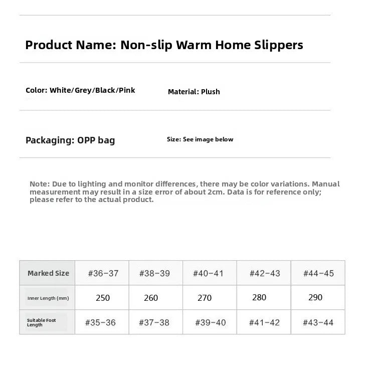 Warm Home Slippers for Women Furry Autumn Winter Indoor Comfortable Soft Material Anti-Slip Sole Versatile Use Cozy Footwear