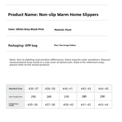 Warm Home Slippers for Women Furry Autumn Winter Indoor Comfortable Soft Material Anti-Slip Sole Versatile Use Cozy Footwear