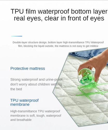 Waterproof Mattress Protector Thicken Fitted Bed Sheet Breathable & Noiseless Mattress Pad for Twin/Double/Queen/King Size Beds