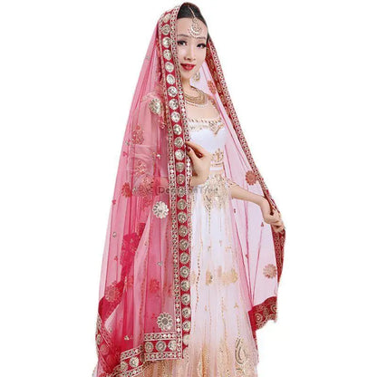 2025 indian traditional sari gauze embroidery exotic style women veil ethnic elegant long shawl women elegant indian shawl s590