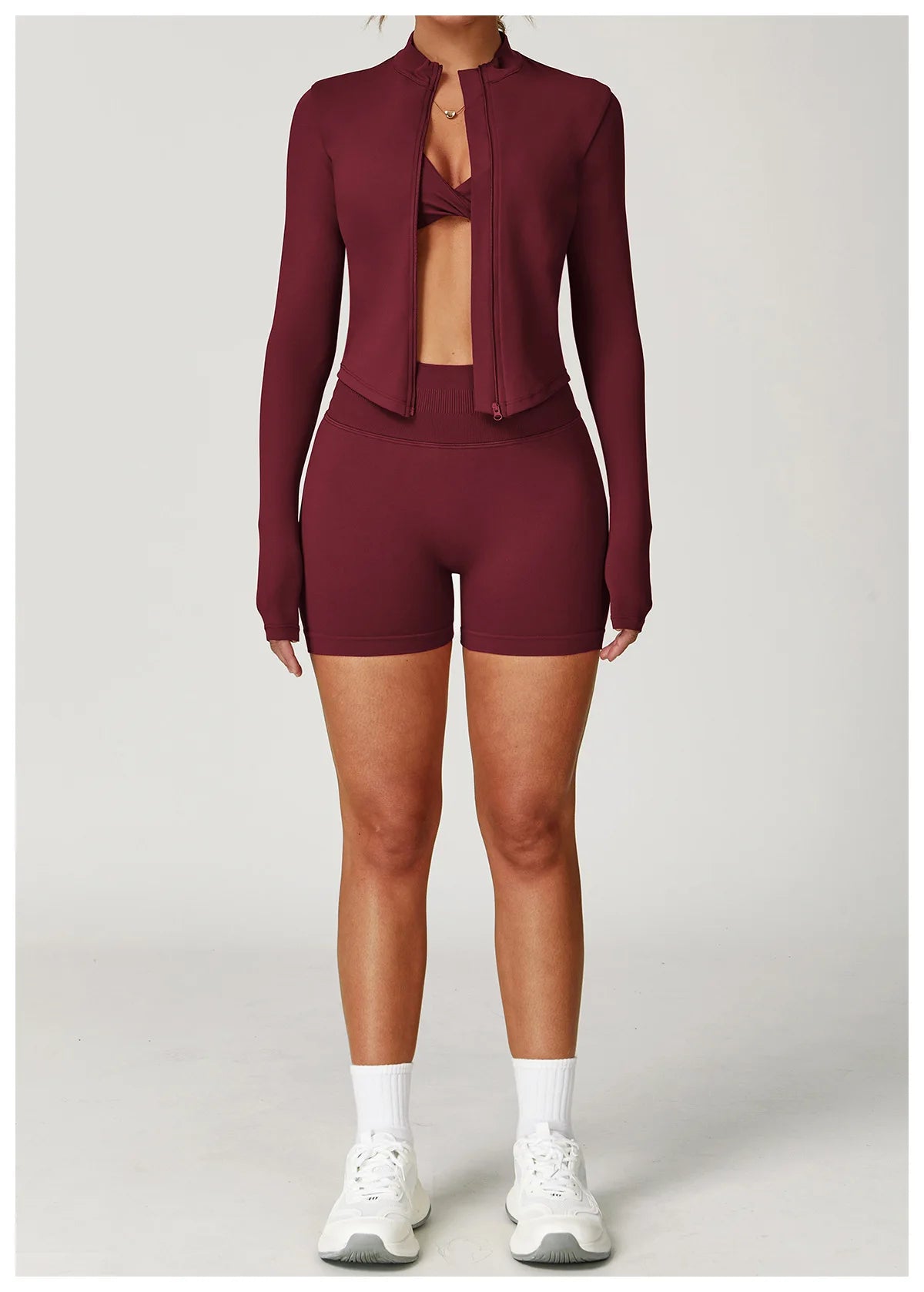 Seamless Yoga Set Gym Clothes 2PCS Women Sportswear Yoga Suits Tracksuits Fitness Long Sleeved Jacket Sports Bra Gym Leggings