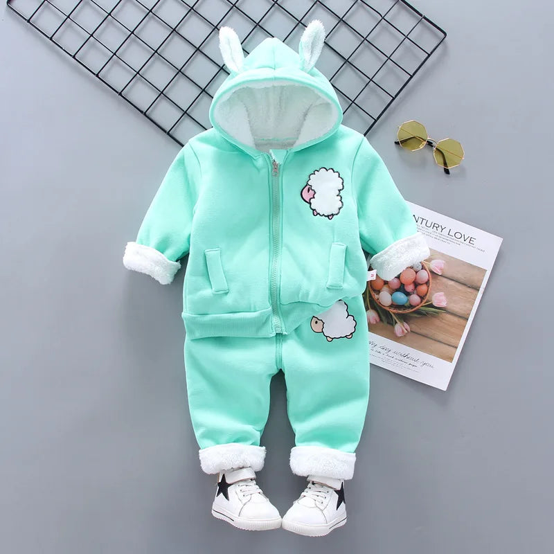 2025 Newborn Clothes Roupa Infantil New Clothing Set Winter Warm Suit Lovely Bear Cotton Velvet Boy's Toddler 0-4 Yea