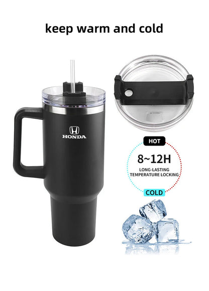1200ML Large Capacity Car Insulated Mug With Handle And Straw For Honda Civic FIT CRV Stainless Steel Office Home Thermal Cup