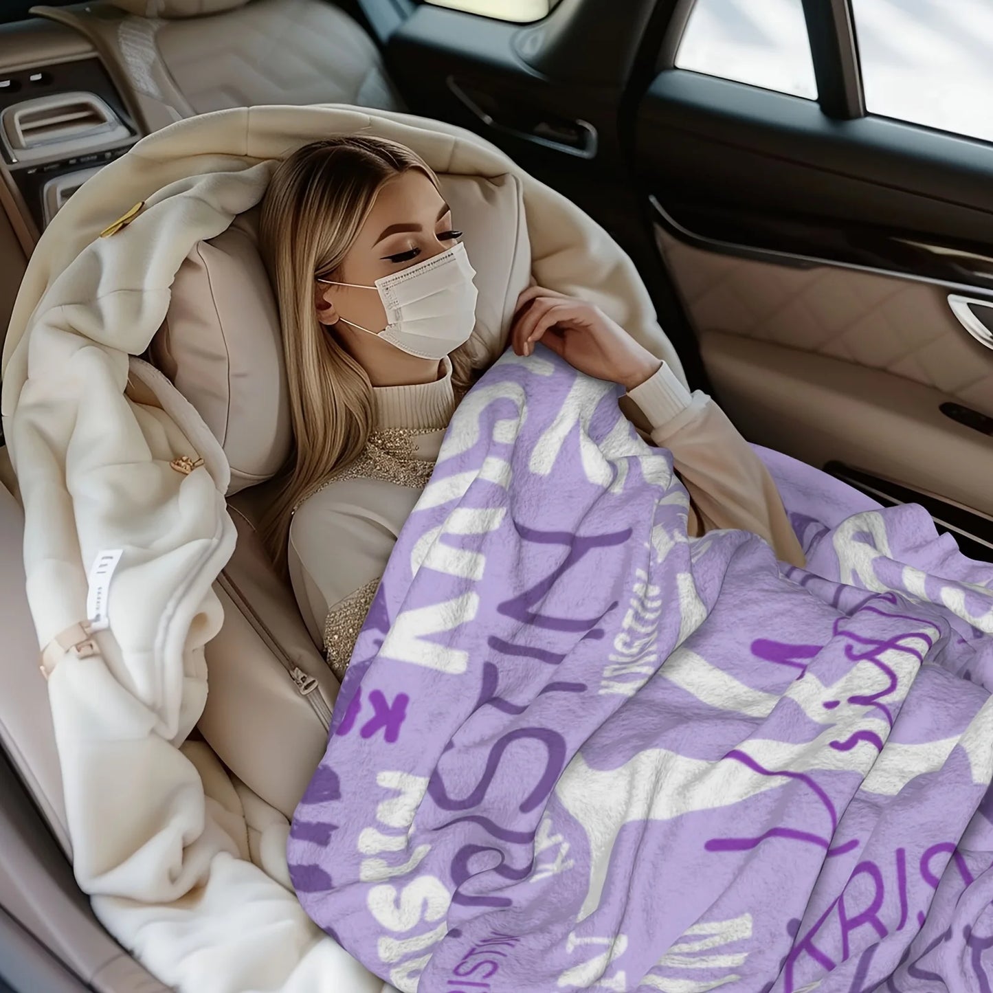 1pc Soft fleece custom name flannel throw blanket | Personalized for son or daughter, vintage style custom gift