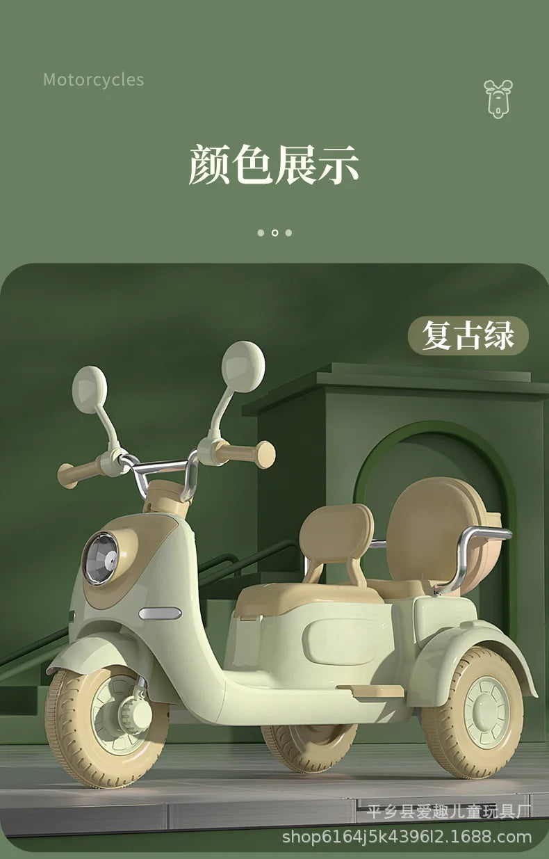 12V 4.5AH Remote Control New Baby's Two-Person Three-Wheel Electric Toy Children's Motorcycle With Double Seat