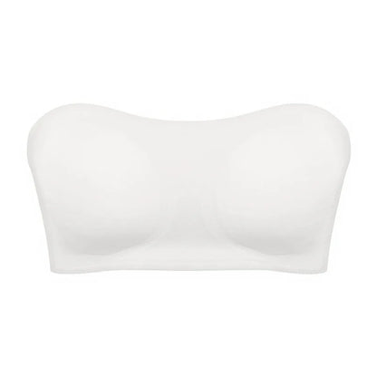 Women's Sexy Strapless Push Up Bra Removable Padded Seamless Ice Silk Top Women Invisible Beauty Back Anti-slip Off-shoulder Bra