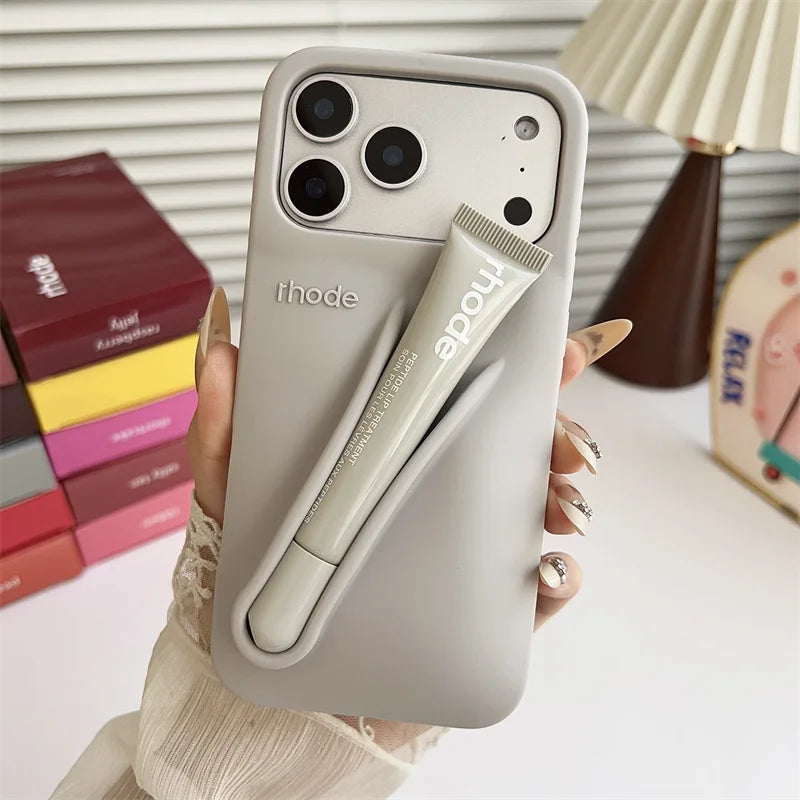 RHODE Phone Case for iPhone 17 Pro Max Air 16 15 14 13 12 11 Pro Max Plus Soft Silicone With Box Lipstick Holder Bumper Cases