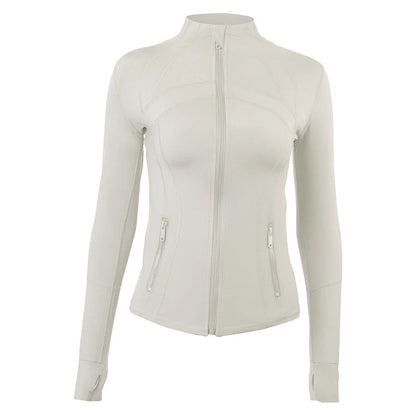 Yoga clothing, slim-fitting women's sports spring jacket, breathable quick-dry sports pure color jacket, female tight-fitting