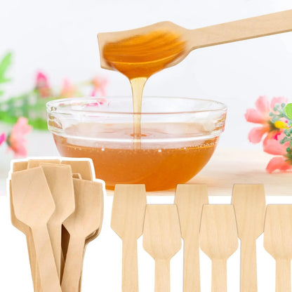 Disposable Wooden Spoon Mini Square Head Tasting Spoon Bulk Party Ice Cream Yogurt Wedding Dessert Small Tableware Honey Spoon