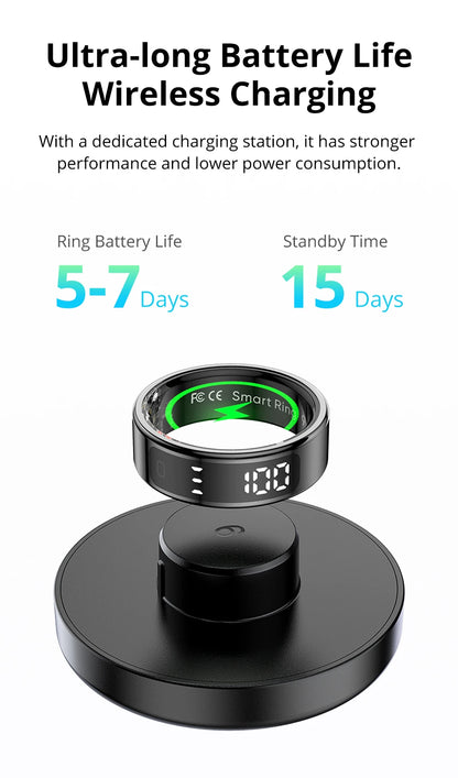 2025 COLMI R12 Smart Ring with Display Screen and Touch, Wireless Charging, Health Manager, 5 ATM Waterproof For Men Women