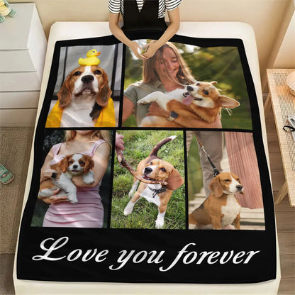 1Pc Customized Five Palace Customized Photo Frame Forever Love Theme Personalized Blanket Witness Love Gift for Love - Photo Hd Printing to Flannel Blanket, Soft and Warm for Sofa, Bed, Office, Car and Outdoor Travel - All Se