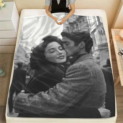 1 Piece of Custom DIY Personalized Photo Blanket for Your Loved One, Flannel Blanket Product - Custom Warm Photos, Soft and Warm, Suitable for Sofa, Bed, Office, Car and Outdoor Travel - All-Season Gift for Men and Women