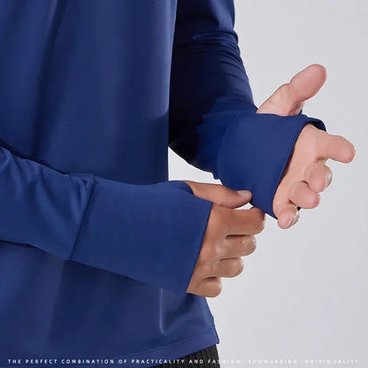 (S-2XL)Quick Dry Running T-shirt Men Zipper Stand Collar Sweatshirt Exercise Traning Fitness Tops Long Sleeve Sport Tee Shirt