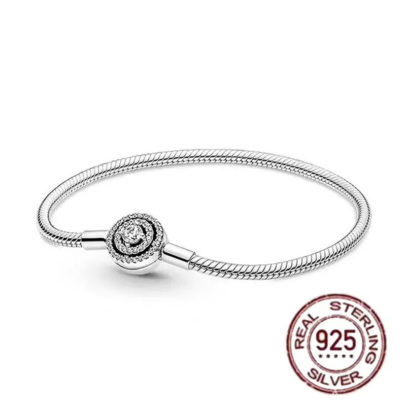 The best-selling S925 sterling silver heart-shaped crown snake bone chain is perfect for the original DlY bracelet! A perfect je