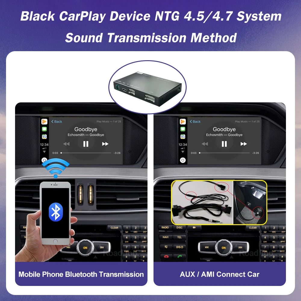 Road Top Wireless CarPlay for Mercedes Benz C Class W204 NTG4.5/4.7 2011-2014 Android Auto Mirror Link AirPlay Car Play