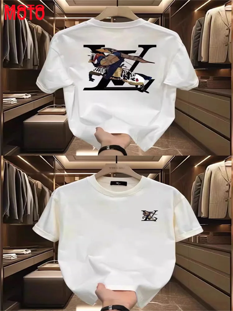 Men T Shirt for Women 2025 New Sports Style Summer High-end Feeling Cool and Loose Pure Cotton Heavyweight Clothes Tops Moto