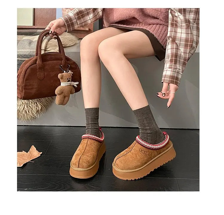 Women's Thi Bot Slip-On Slippers Fce Lined Easy Wear Lazy oes Anti-Slip Comfortable Footwear Faionable Winter Sli...