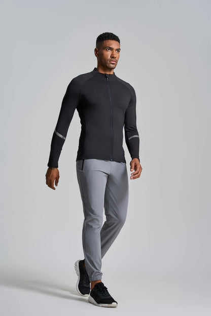 Winter Mens Running Jackets Long Sleeve Full Zipper Training Shirts Workout Sports Sweatershirt Sportswear Elastic Reflective