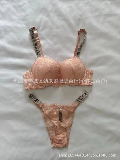 Sexy Diamond Lingerie Set Thickened Shaping Adjustable Bra Ensemble Comfortable Gathered Upper Lift Traditional Style Luxury...