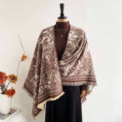 Warm Faux Cashmere Double-Sided Women's Scarf Spring Autumn Winter Air Conditioned Room Decorated Aslan Cape Fashionable Commute