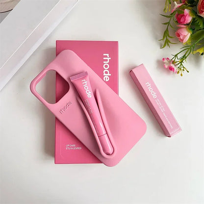 With Box Lipstick Rhode Phone Case for iPhone 16 15 14 13 12 11 Pro Max Plus 16E Makeup Lip Gloss Holder Silicone Back Cover