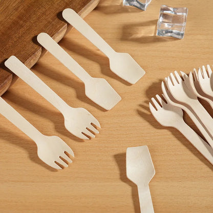Disposable Wooden Spoon Mini Square Head Tasting Spoon Bulk Party Ice Cream Yogurt Wedding Dessert Small Tableware Honey Spoon