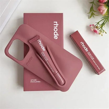 With Box Lipstick Rhode Phone Case for iPhone 16 15 14 13 12 11 Pro Max Plus 16E Makeup Lip Gloss Holder Silicone Back Cover