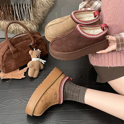 Women's Thi Bot Slip-On Slippers Fce Lined Easy Wear Lazy oes Anti-Slip Comfortable Footwear Faionable Winter Sli...