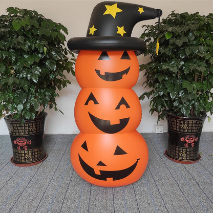 Halloween Inflatable Pumpkin Scary Ghost Model Windproof Stacked Inflatable Pumpkins Horror Festival Theme  Courtyard Haunted Ho