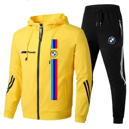 Spring Autumn BMW Brand Logo Printed Men set Sweatshirt Hoodies Car enthusiasts Streetwear Male Fashion Outwear+Pants 2 Piece