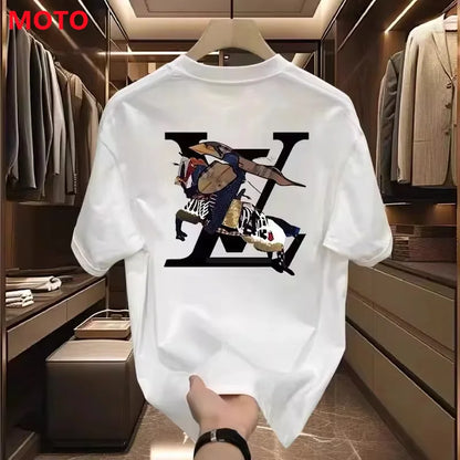Men T Shirt for Women 2025 New Sports Style Summer High-end Feeling Cool and Loose Pure Cotton Heavyweight Clothes Tops Moto
