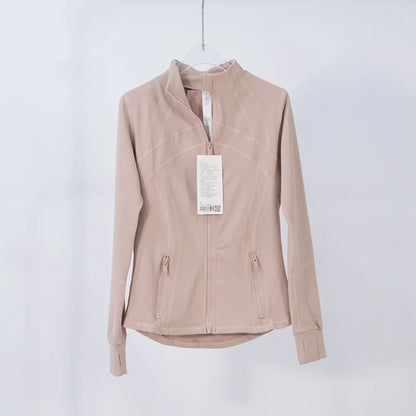 Yoga clothing, slim-fitting women's sports spring jacket, breathable quick-dry sports pure color jacket, female tight-fitting