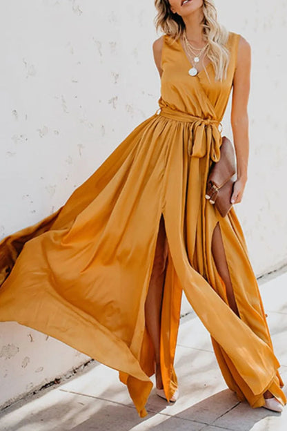 Surplice Tie Waist Maxi Dress