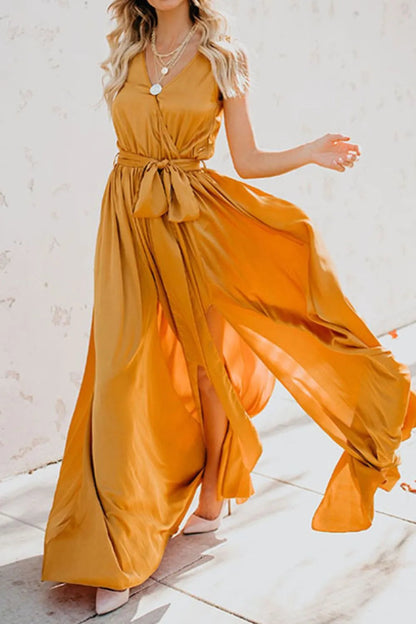 Surplice Tie Waist Maxi Dress