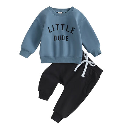 2Pcs Newborn Infant Baby Boy Clothes Toddler Letter Print Long Sleeve Sweatshirt Jogger Pants Set Casual Outfits