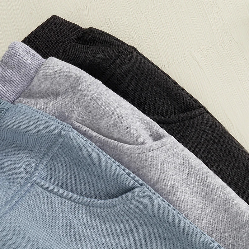 Baby Boys' 3-Pack Pull-on Jogger Pants Knit Pants Classic Fit Elastic Waist Kids Toddler Thick Pants Multipacks Long Pant Winter