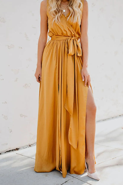 Surplice Tie Waist Maxi Dress