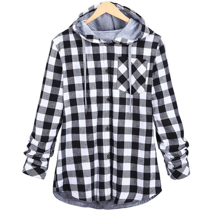Colorful Checkered Women's Hoodie Cardigan